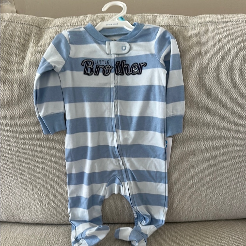 Carter's Blue and White Striped Footie Pajama